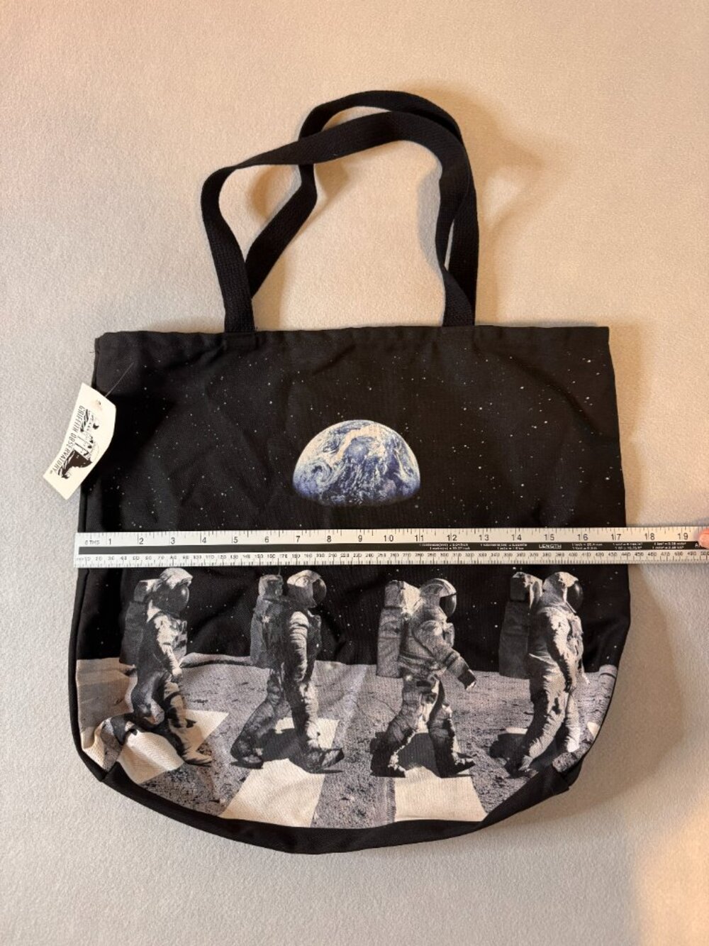 Griffith Observatory Black Canvas Tote Astrounaut Moon Space NWT - Picture 6 of 6